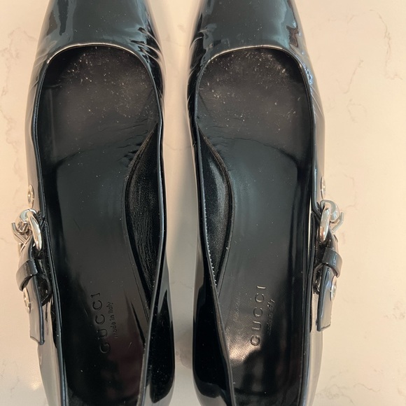 Gucci side buckle patent leather small stacked heel - Picture 4 of 5